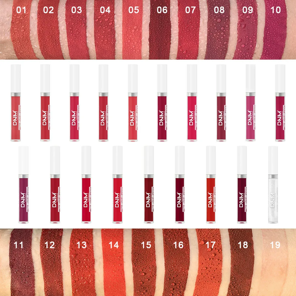 DNM 19 Colors Matte Lip Gloss Waterproof Long-lasting Non-fading Lip Glaze Multi-color Non-stick Cup Lipstick Lipgloss
