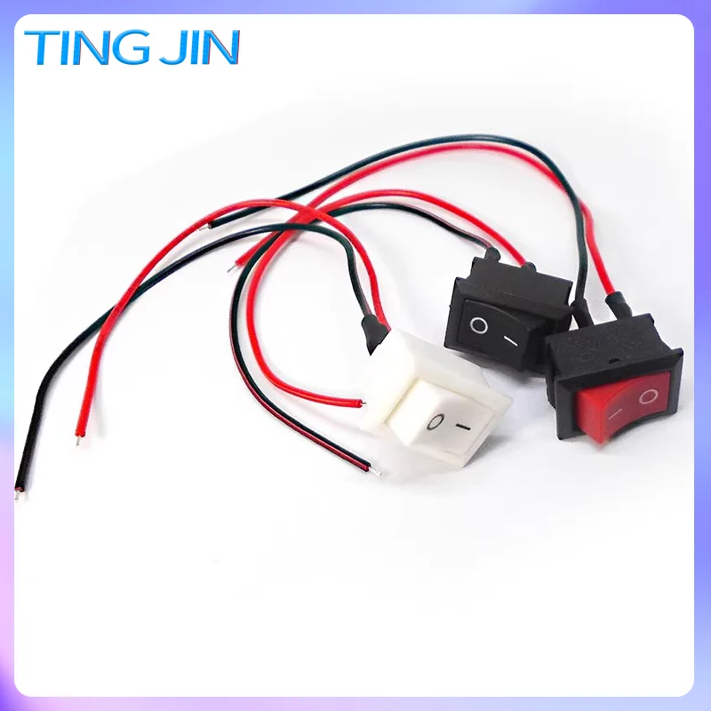 KCD1-101 boat-shaped switch button rocker power supply 2 feet 2 gears 250V6A with cable 5pcs/Lot