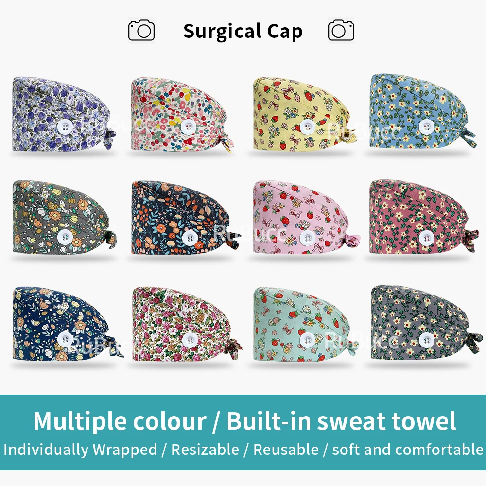 

Multicolor Printed Hats Men and Women Nurse Accessories Work Hat Scrub Cap Gorro Enfermera Quirofano Scrub Cap Cotton Scrubs Hat