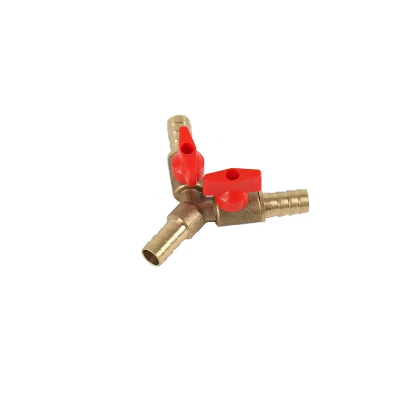 6 8 10 Mm Hose Barb Y-type All-copper Pagoda 3-way Brass Cutoff Ball Valve Fittings Fittings Adapter for Fuel Water Oil Air brass hose barb valve brass hose barb adapter brass pipe fitting