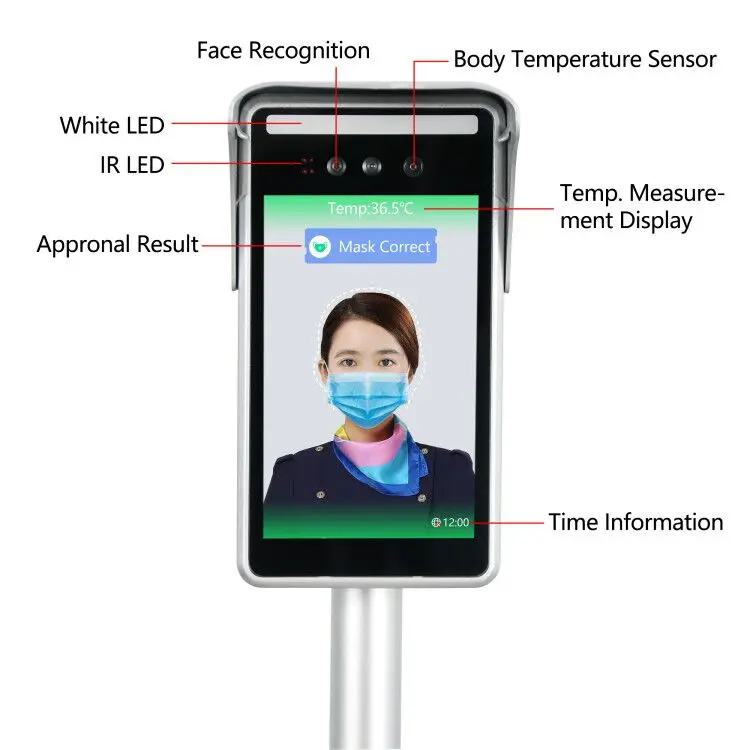 

Floor-Standing Support Multiple Languages Attendance Function Face Recognize Smart Temperature Thermal Camera