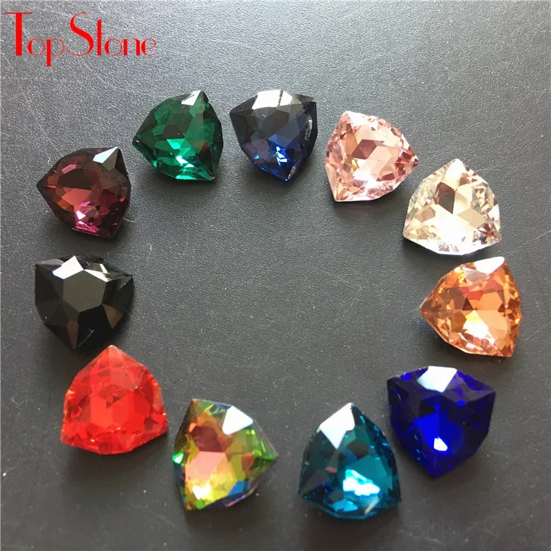 탑스톤 220개 12mm 팻 트라이앵글 팬시 스톤 포인트백 유리 크리스탈 멀티 컬러 쥬얼리 제작