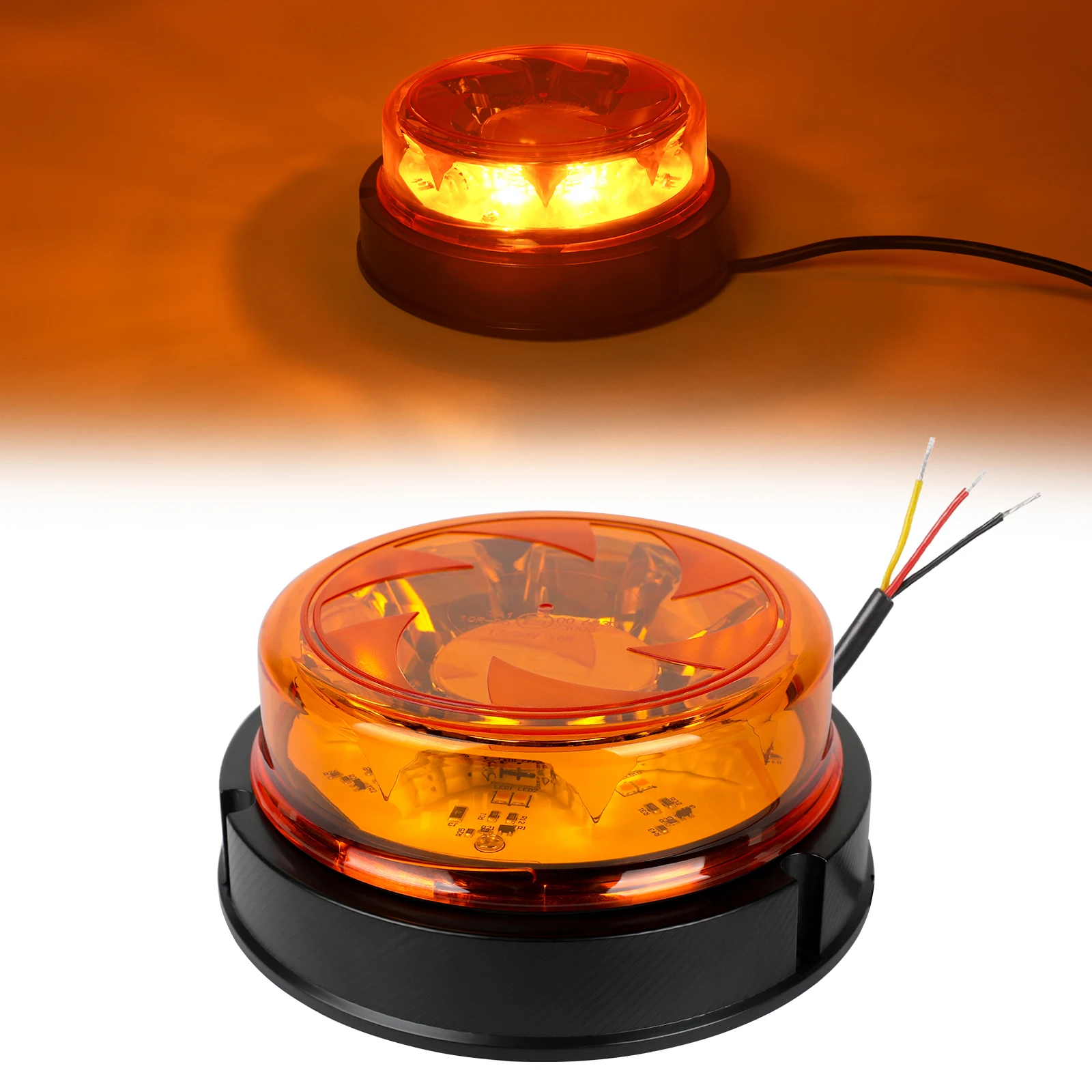 Feux Strobe LED Ambre – Pack De 4 – 12 LED Par Feu – Étanc IP67 – 12V-24V – Pour Camions, VTT, Véhicules D’Urgence Ou Chantiers