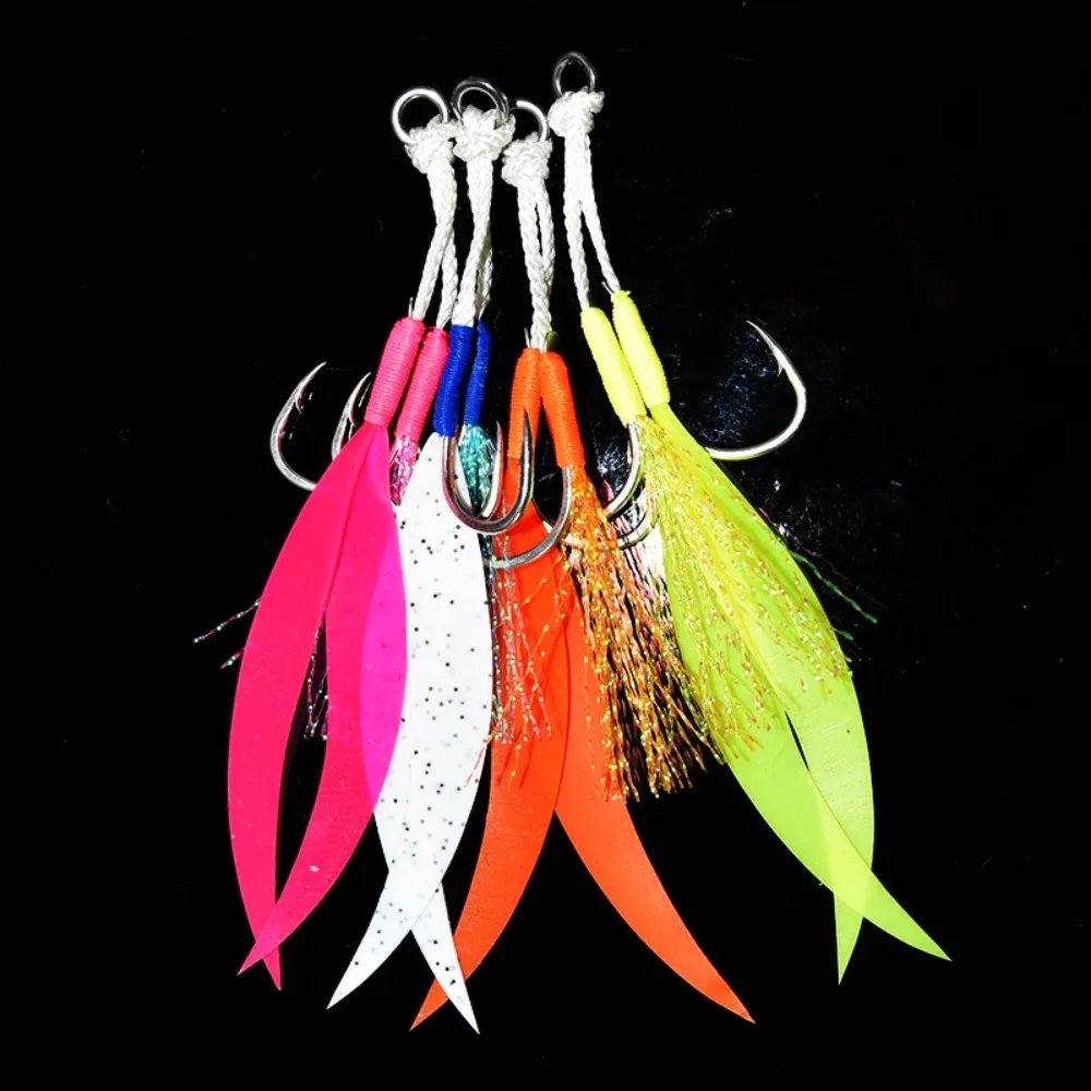 

2pcs Sharp Silicone Skirt Double Assist Hook Corrosion Resistance Tenacity Reflective Silk Thread Stainless Steel