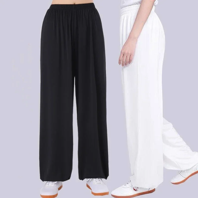 Tai Chi Clothing Pants Unisex Tai Chi Pants Ice Silk Morning Exercise Summer Plus Size Loose Bloomers Practice Martial Arts Pant martial art trousers tai chi trousers
