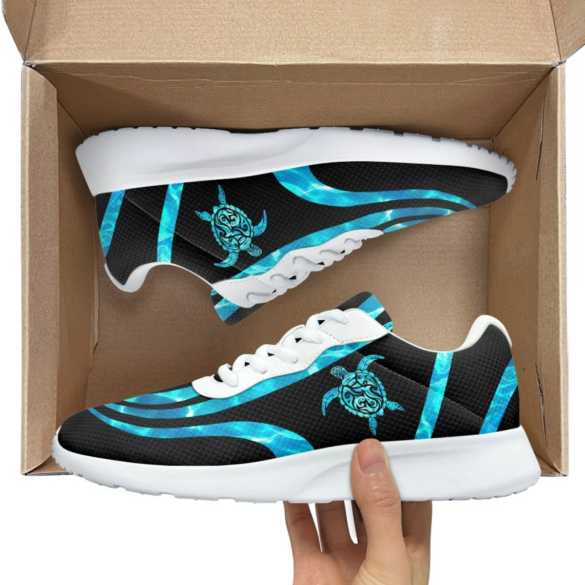 Turtle Polynesia Print Brand Design for Women Casual Fitness Shoes Comfort Shock Absorbing Non-slip Ladies Sneakers for Outdoor