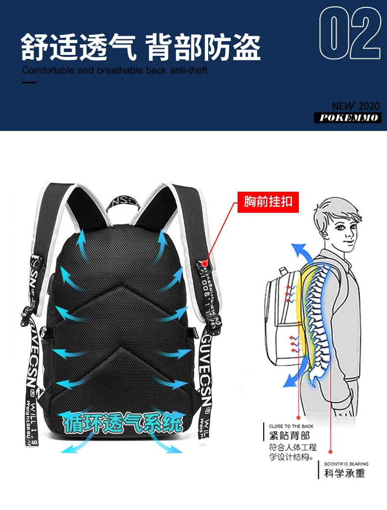 de grande capacidade, mochila antiroubo impermeável e multifuncional para laptop