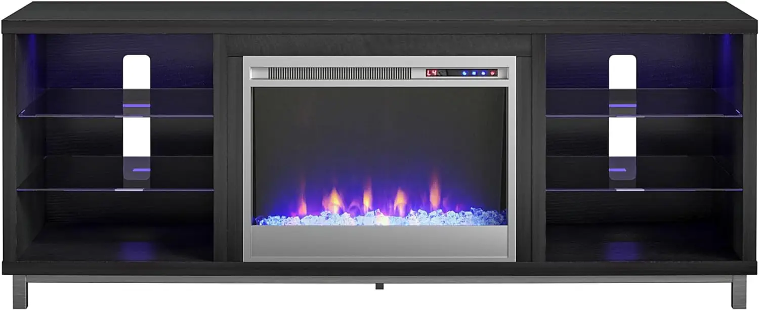 

Ameriwood Home Lumina Fireplace TV Stand for TVs up to 70", Black Oak