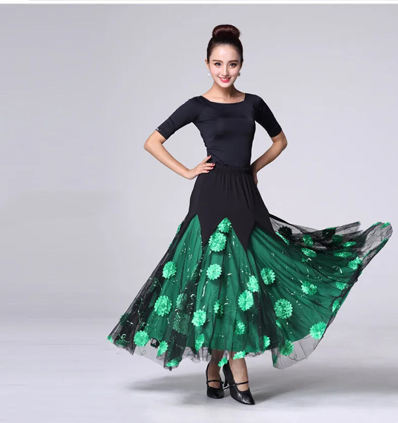 Womens Modern dance skirt show ballroom dance swing skirt waltz
