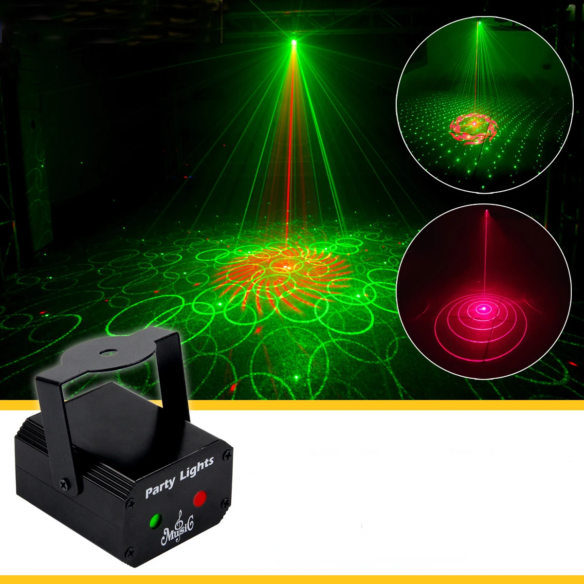 Lumières de discothèque, projecteur Laser RGB DJ Disco, lampe de scène à  domicile, boule Disco, lumières de fête rotatives, éclairage stroboscopique  - AliExpress