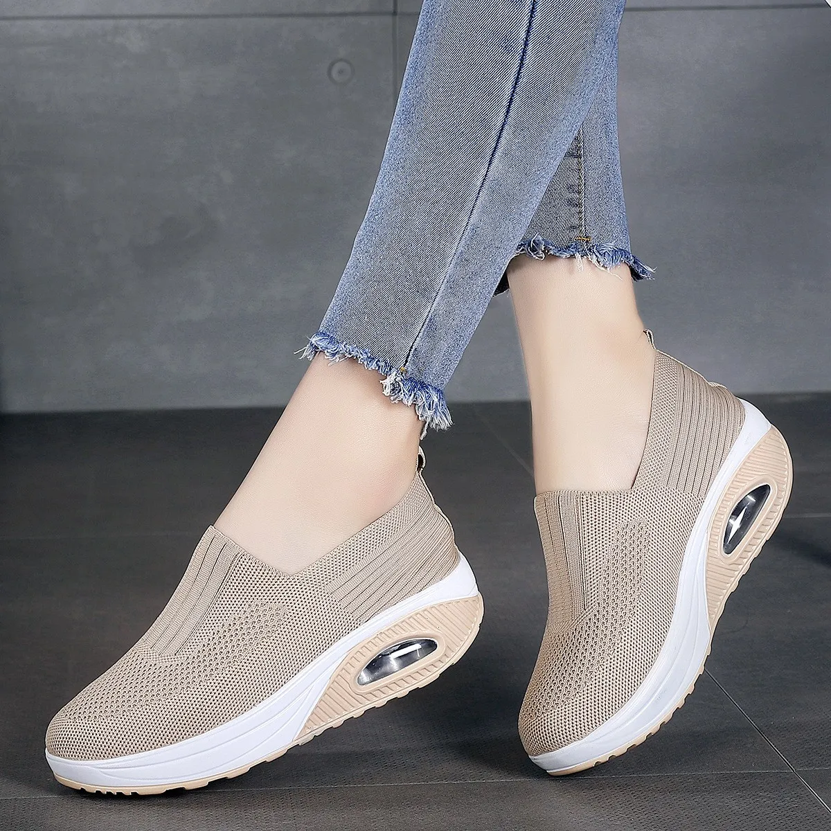 2024 Women's Autumn Simple Solid Color Comfortable Non-slip Loafers Outdoor Shallow One-leg Mesh Breathable Vulcanized 36-43