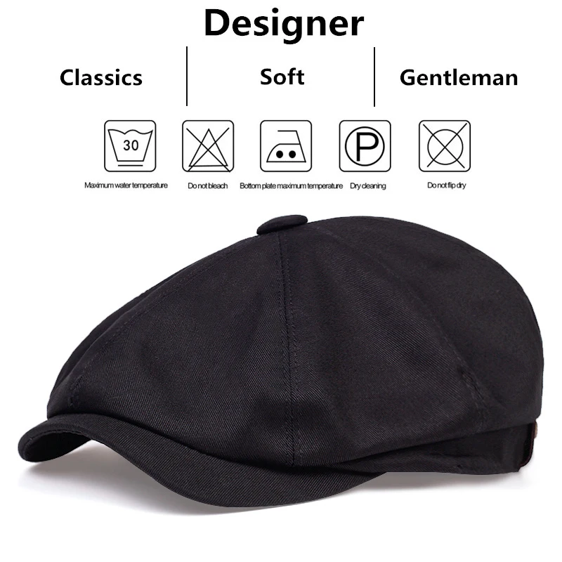 남성 레트로 뉴스 보이 모자 스티치 베레모 모자 가을 겨울 빈티지 화가 팔각형 모자 Gorras