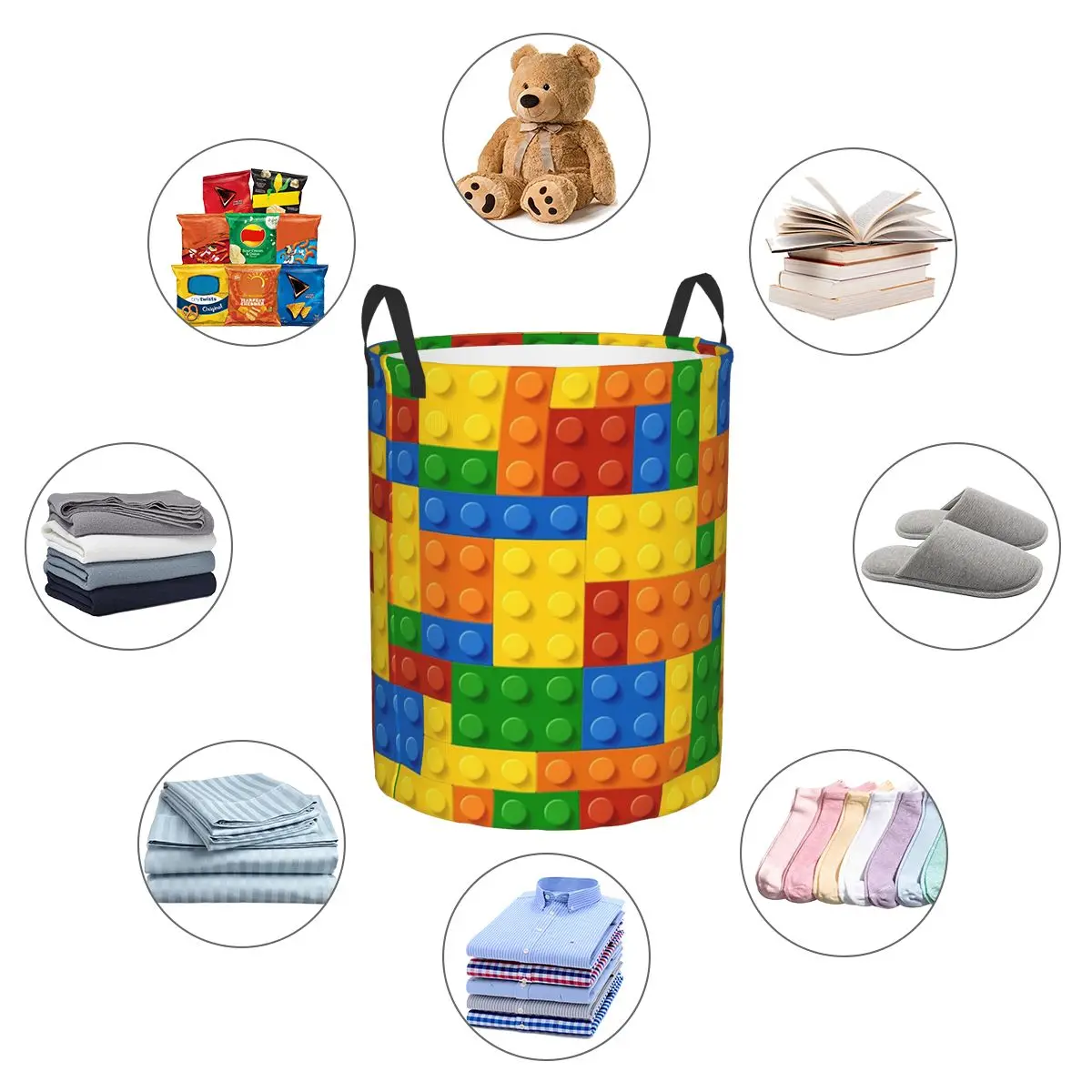 Building Blocks Construction Brick Foldable Laundry Baskets Dirty Clothes Home Organizer Large Waterproof Bucket For Home Kids 3