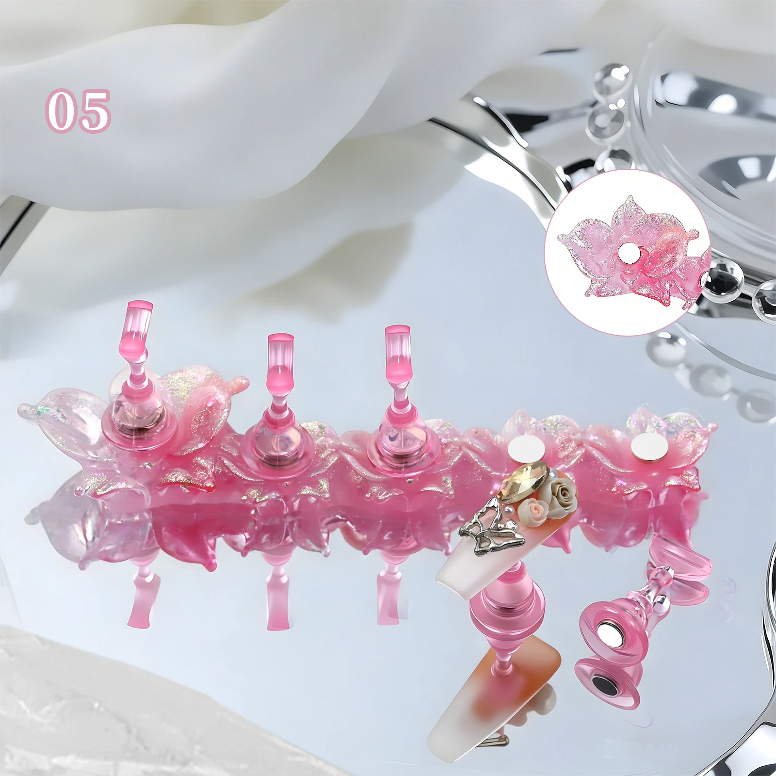 Acryl-Magnet-Nagelkunst-Displayständer, tragbar, freihändig, im Ins-Stil, Fünf-Finger-Nagelhalter, geeignet für DIY-Gel-Nagel-Übungen – Detail 12