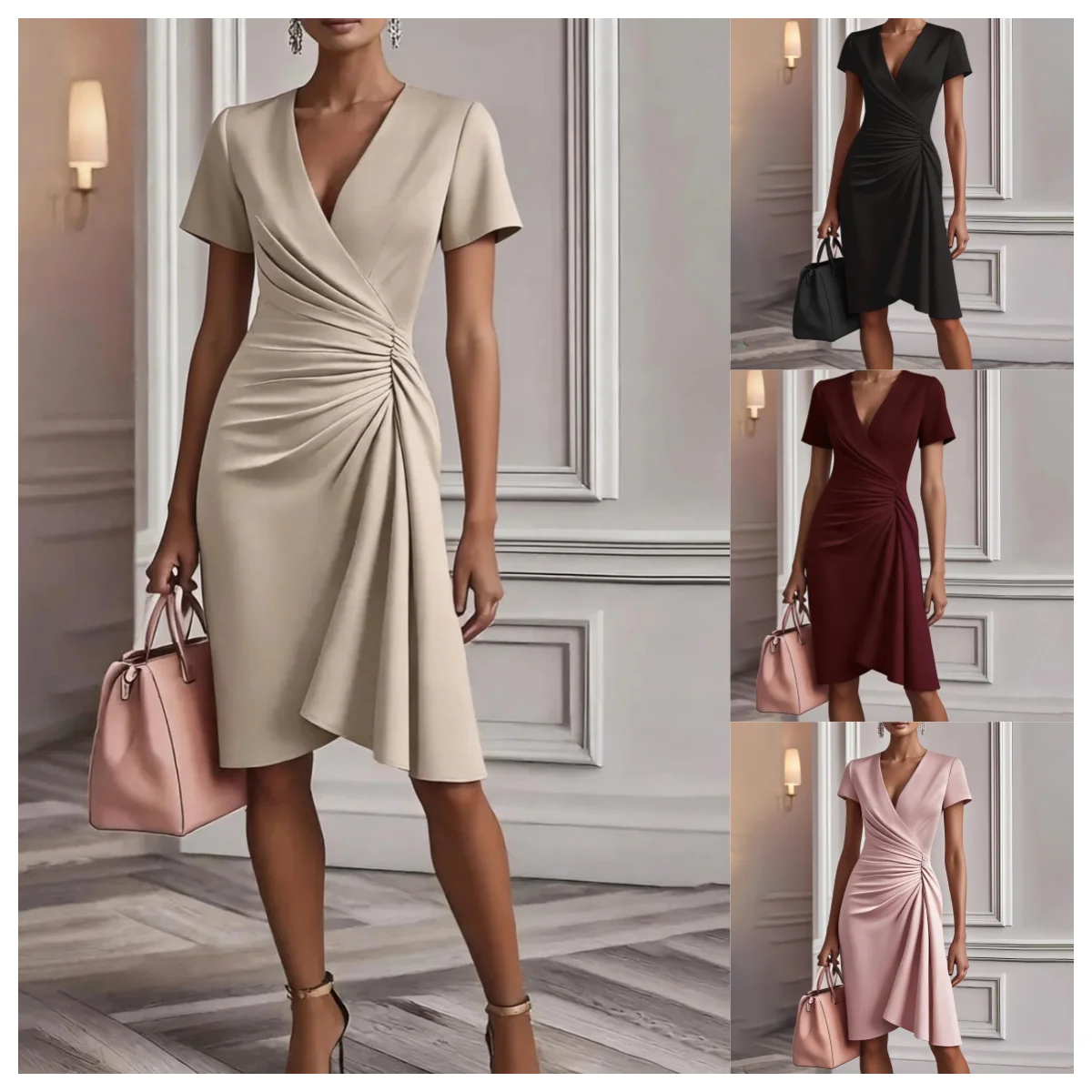 Vestido midi wrap - detalle fruncido