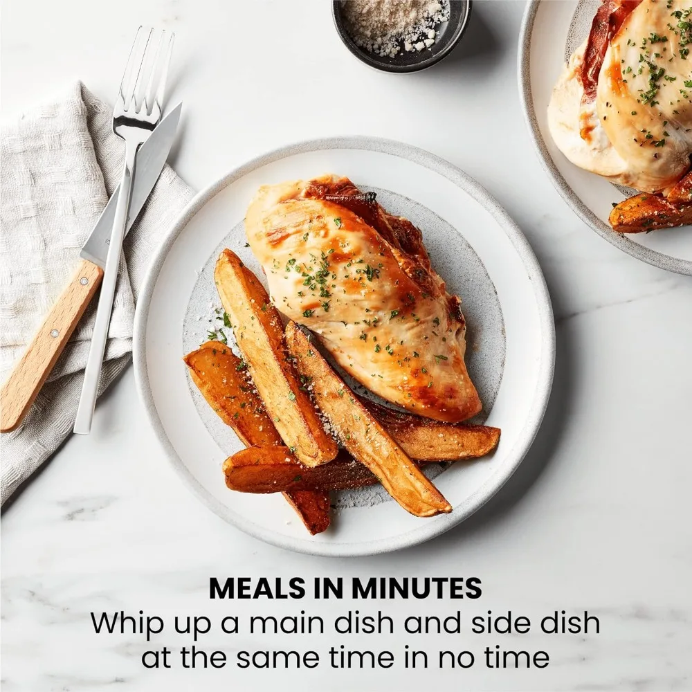 Dual Air Fryer, With Double Basket Capacity, One-Touch Digital Controls And Shake Reminder For The Perfect Crispy