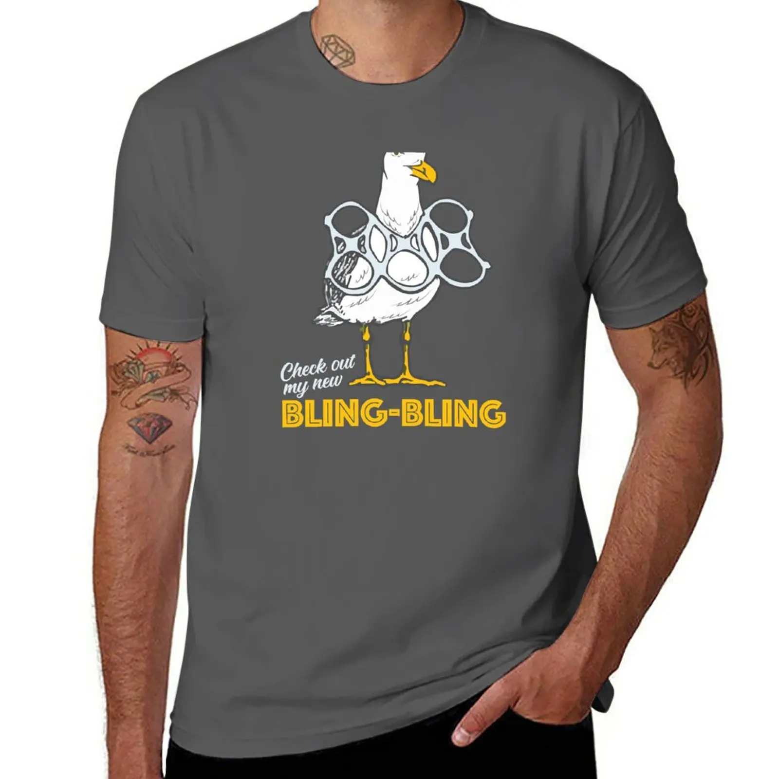 

New Bling Bling Seagull T-Shirt Tee shirt Aesthetic clothing Short sleeve tee summer top men t shirts