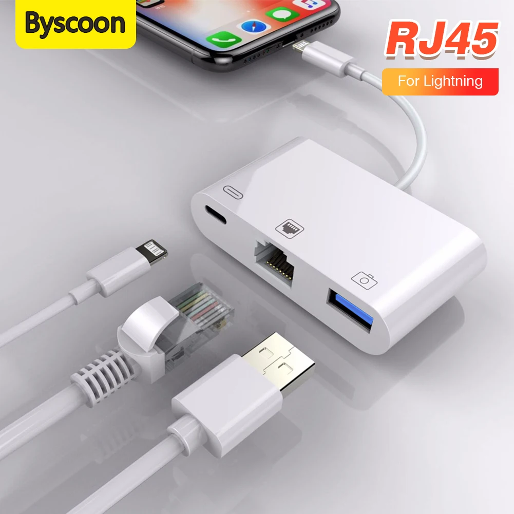 Byscoon Lightning To Network Card Rj45 Lightning In Adapter