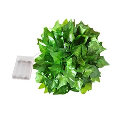 Enchanted Eucalyptus & Maple Leaf LED String Lights - USB & Battery Powered Fairy Illumination for Weddings and Festive Decor (Green Battery Power)