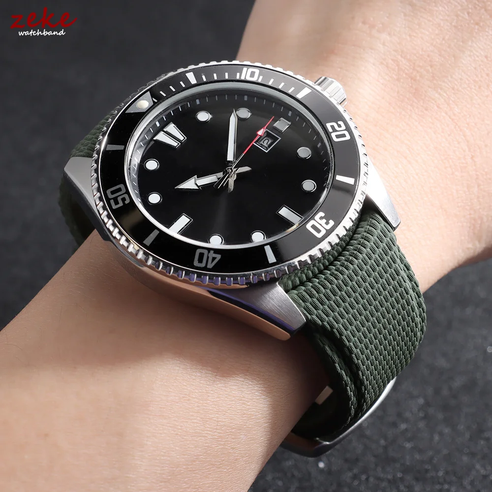 Curved End FKM Rubber Quick Release Watch Strap Bracelet - 20mm 21/22mm