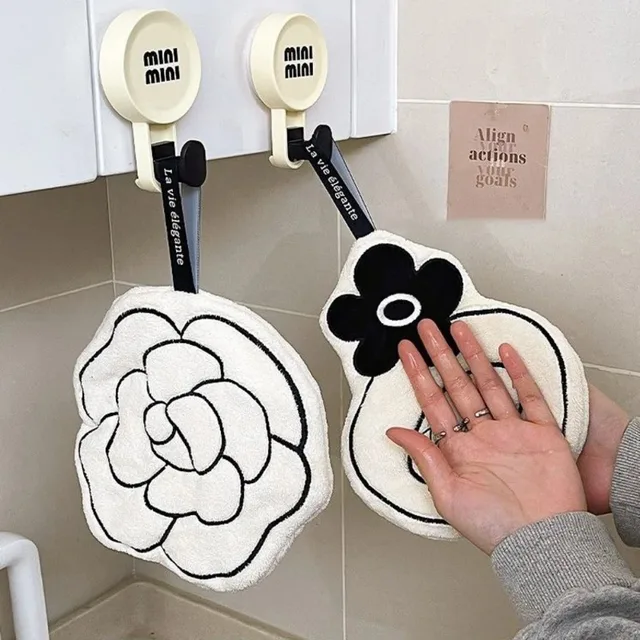 Hand Towel French Minimalist Speed Dry Face Towel Hangable Double-layer Thickened Absorbent Hand Cloth for Bathroom Kitchen 2