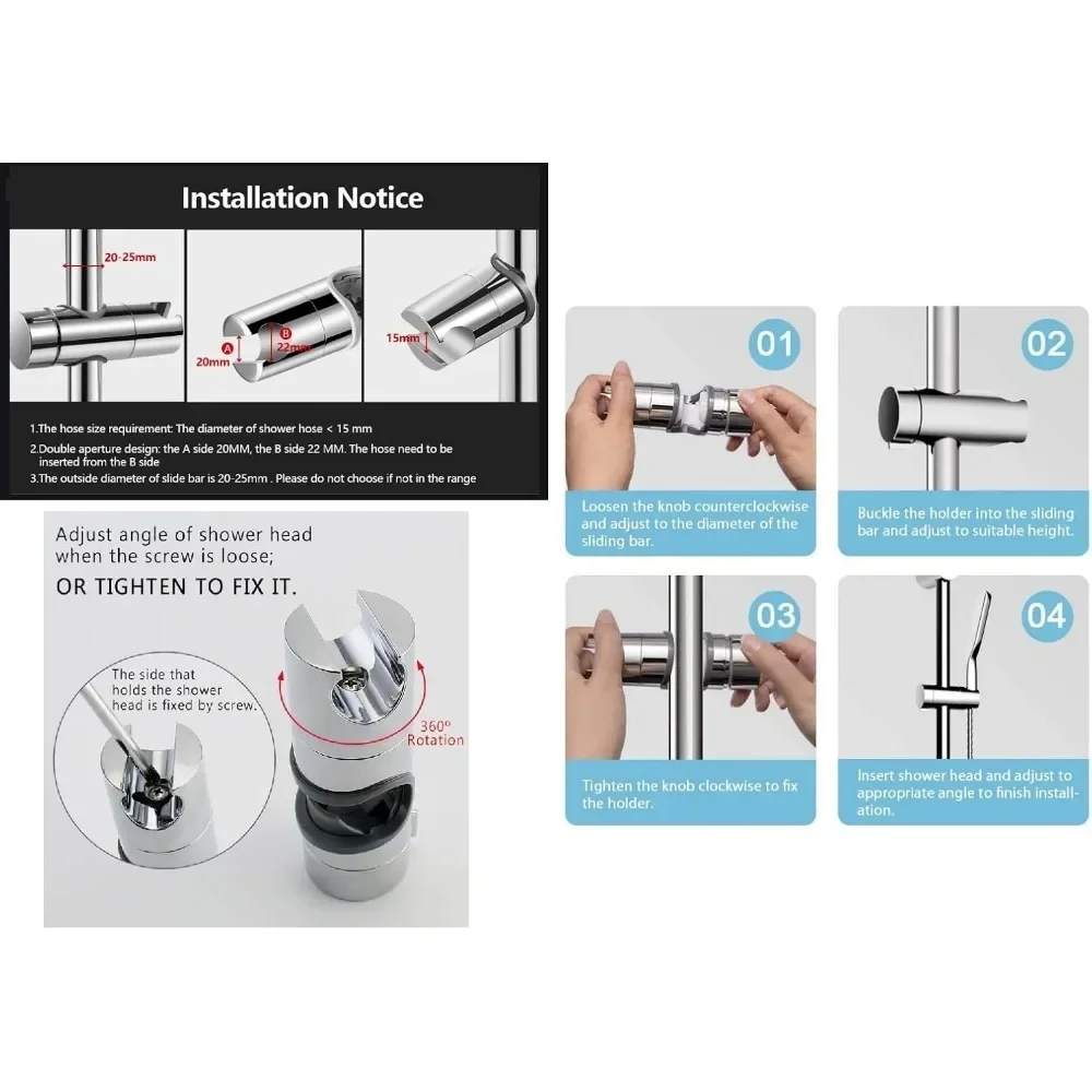 Open Slide Sleeve Non Removable Tube Non Perforated Shower Head Lifting Rod Slide Sleeve Handheld Shower Head Holder and Fixture
