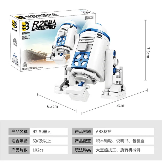 스타워즈 팬과 어린이 모두를 위한 창의적이고 교육적인 로봇 스타 스페이스 유니온 미니 R2D2 모델 피규어