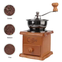Wooden Mini Retro Style Manual Coffee Bean Grinder Utensils Stainless Steel Handle With Ceramic Millston Spice Burr Mill Coffee 1