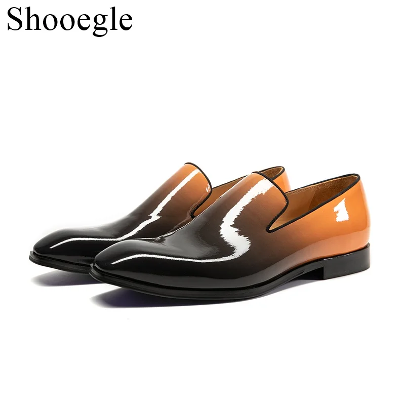 Men's  Pointed Toe PU Leather Dress Shoes |  Black Eearth Yellow Dark Brown