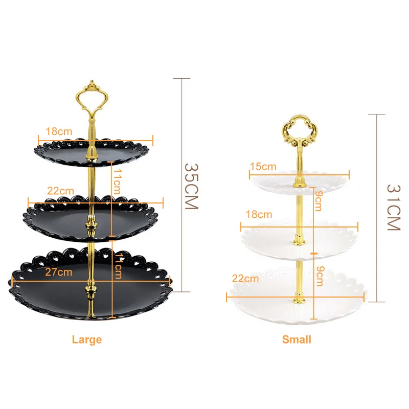 3 Tiers Sweets Candy Cake Stand for Wedding Party Cake Display Retro Cupcake Tray Plates Holder Plastic Tiered Dessert Tray 231