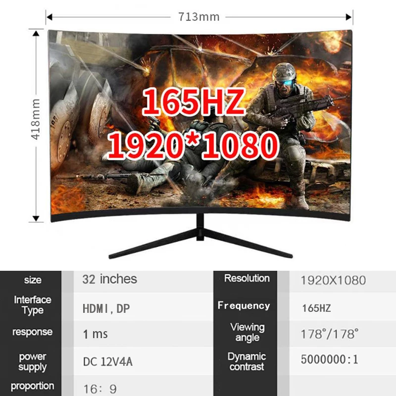 32 ġ Ŀ  ̸ 165hz HD  ÷ 144hz LCD ǻ  PC HDMI ȣȯ  ũž, 1920*1080