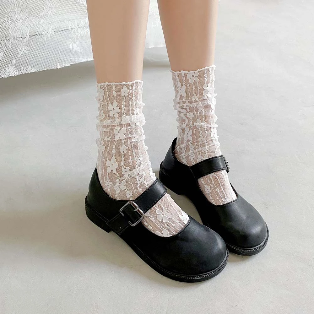 Girls' Fashion Summer Hollow Out Soft Fresh Lace Flower Chic Socks Ladies Breathable Mesh Thin Sokken for Fashion Socks