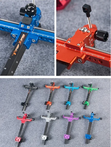 TR1003 Archery Recurve Bow Sight 9inches Carbon Bar 1 Pin Aluminum Alloy CNC Left/Right hand Hunting Bow Arrow Shooting Accessor archery bow sight
