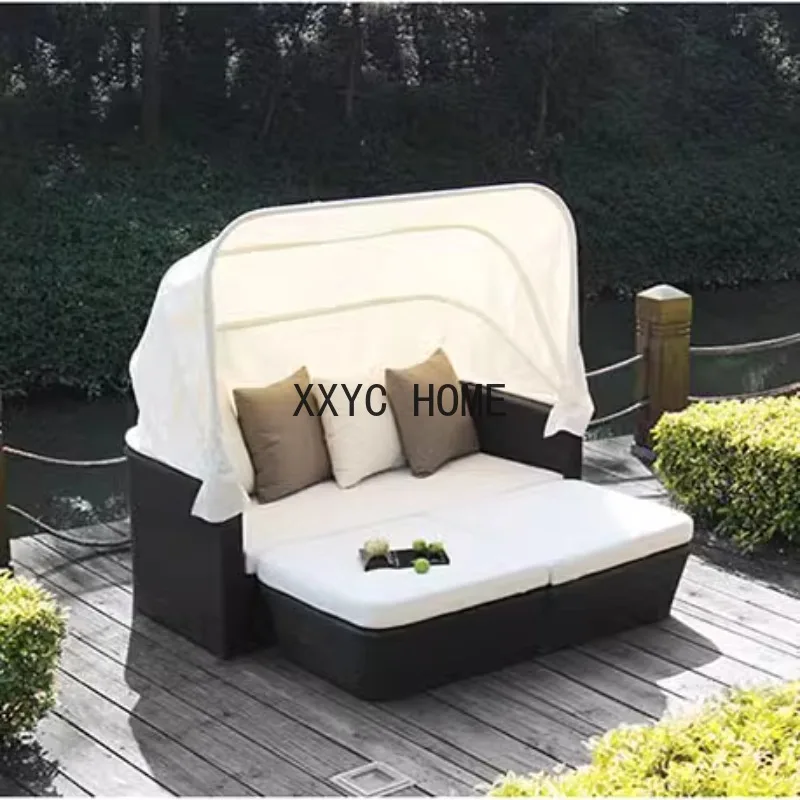 

Outdoor PE Rattan Sofa Combination Balcony Leisure with Shed Sofa Villa Outdoor Garden Courtyard Bed Custom Furniture WKGC