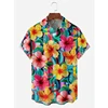 Floral Shirts Men's Hawaii Holiday Party Blouse Cuba Style Lapel Beach Shirt Flower Camisas Short-sleeved Womens Clothes 1
