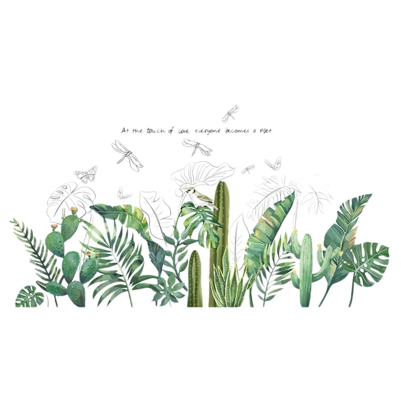 

Горячие тропические настенные стикеры SV-наклейки зеленые растения Настенные стикеры спальня лист джунглей кактус Стрекоза настенный постер акварельные листья роспись