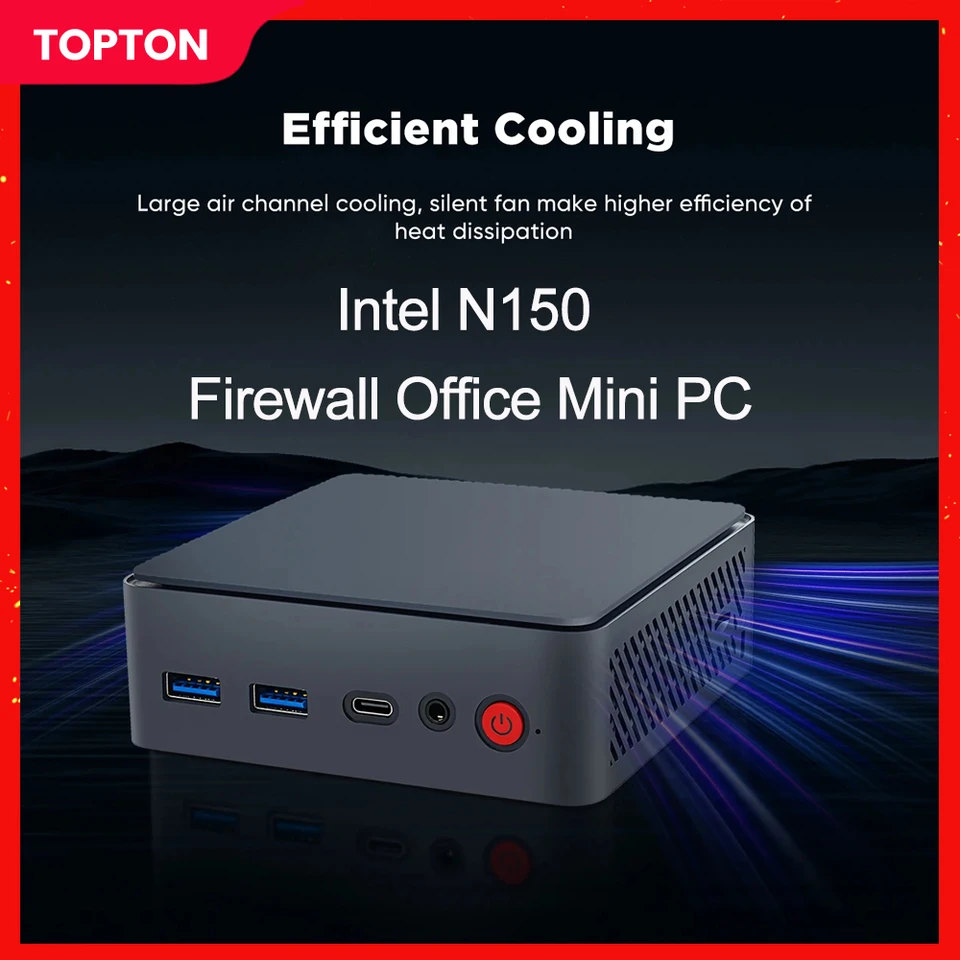 Topton escritório mini pc intel n150 2xi226-v 2.5g lan 2 * m.2