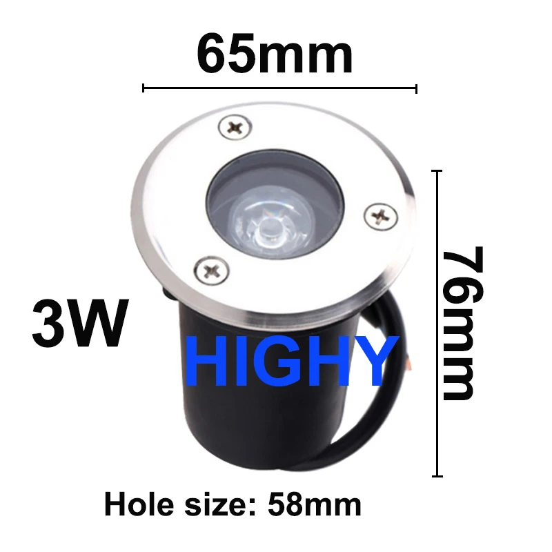 thumbnail image 1 of Lámpara LED enterrada para exteriores, cuadrada, resistente al agua IP68, 1 W, 3 W, 4 W, 5 W, 6 W y 9 W, para decoración de jardín, CA 85-265 V, CC 12 V, 1 of 5