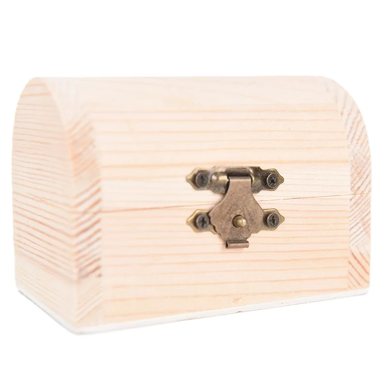 Wooden Vintage Treasure Chest Wood Jewellery Storage Box Case 3