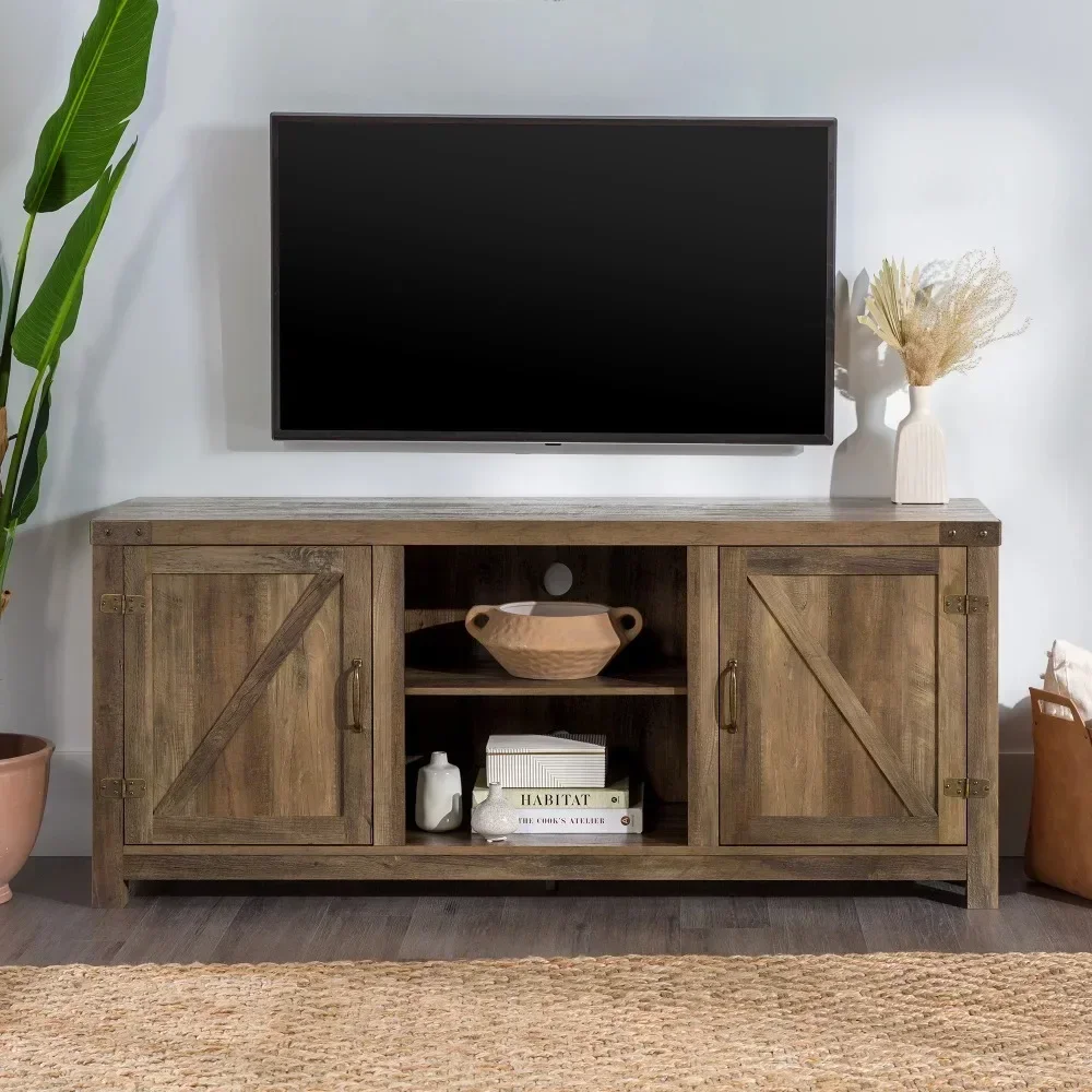 

Modern Farmhouse Barn Door TV Stand for TVs Up to 65" Reclaimed Barnwood Freight Free Tv Stand Living Room Furniture Cabinet