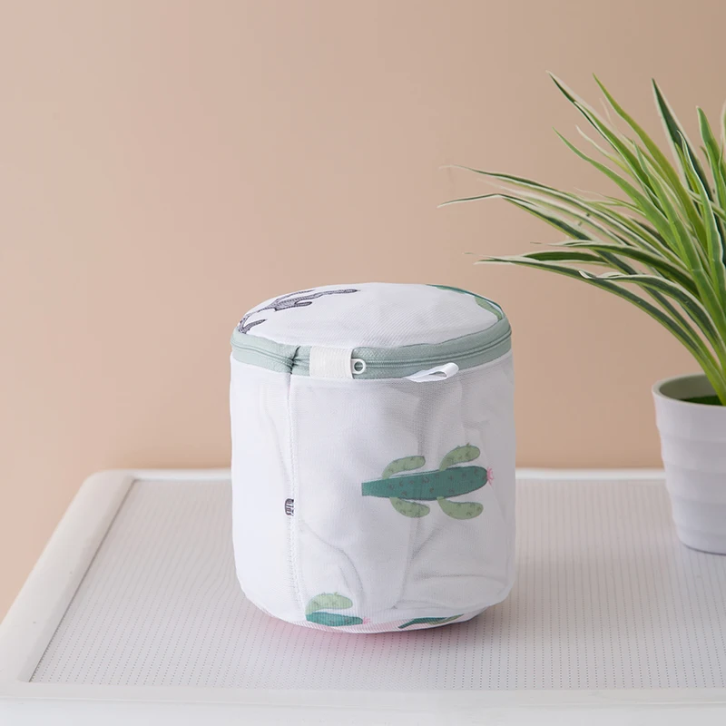 Laundry Wash Bags Print Cactus Portable Zipper Washing Bags Household Basket Dirty Clothes Organizer Foldable Anti-deformation 5