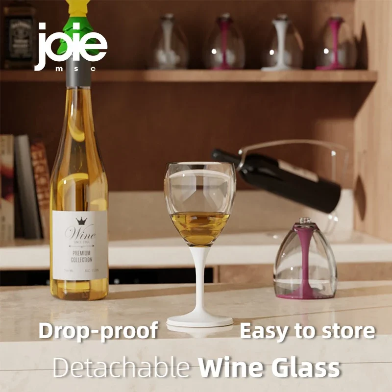  Transparent Portable Collapsible Wine Glass, Unbreakable,  Shatterproof Clear Plastic Wine Glass, BPA FREE, Dishwasher Safe,  Detachable Stem Wine Cup