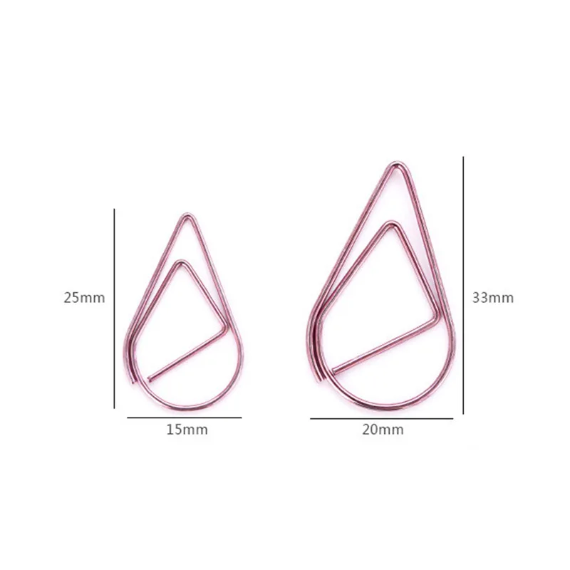 Paper Clips 30/50 Pieces Metal Material Drop Shape Paper Clips Gold Silver Color Kawaii Cute Bookmark Clip Stationery Office School Supplies
