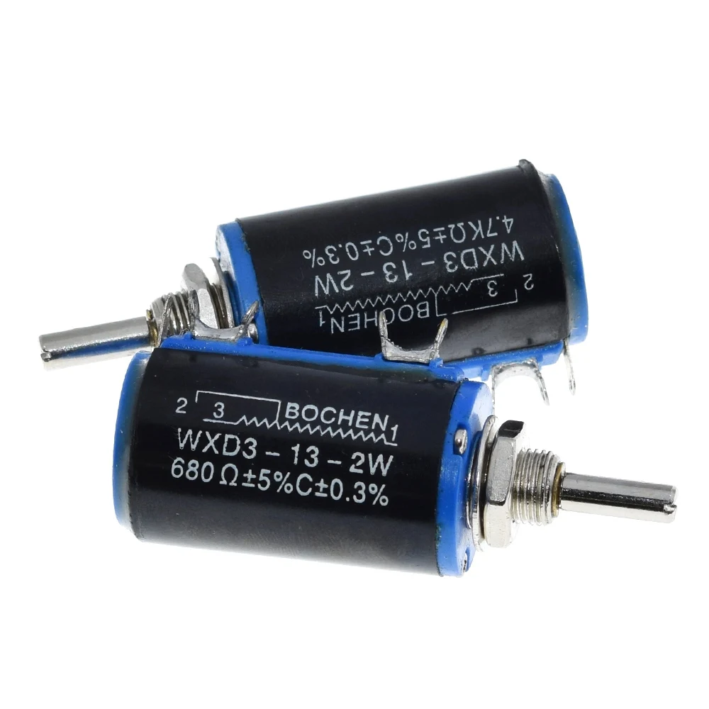 TZT WXD3-13-2W 100 200 220 470 680 R Ohm 1K 2.2K 3.3K 4.7K 5.6K 6.8K 10K 22K 33K 47K 100K Ohm Wirewound Potentiometer multiturn potentiometer linear potentiometer rotary potentiometer potentiometer kit trimmer potentiometer adjustable resistor potentiometer knobs electronic components