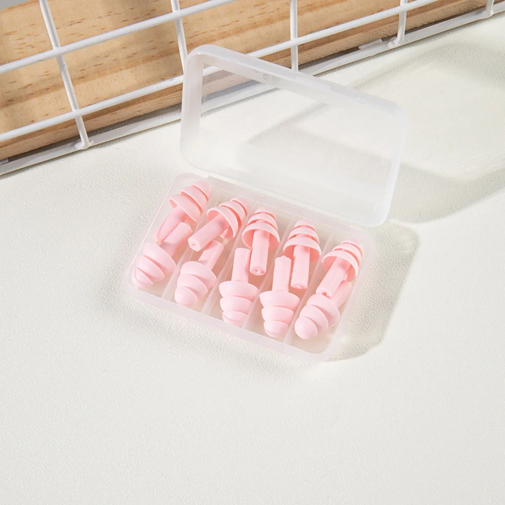 Silicone Noise-Reducing Comfort Earplugs - 5 Pairs for Sleep & Swimming