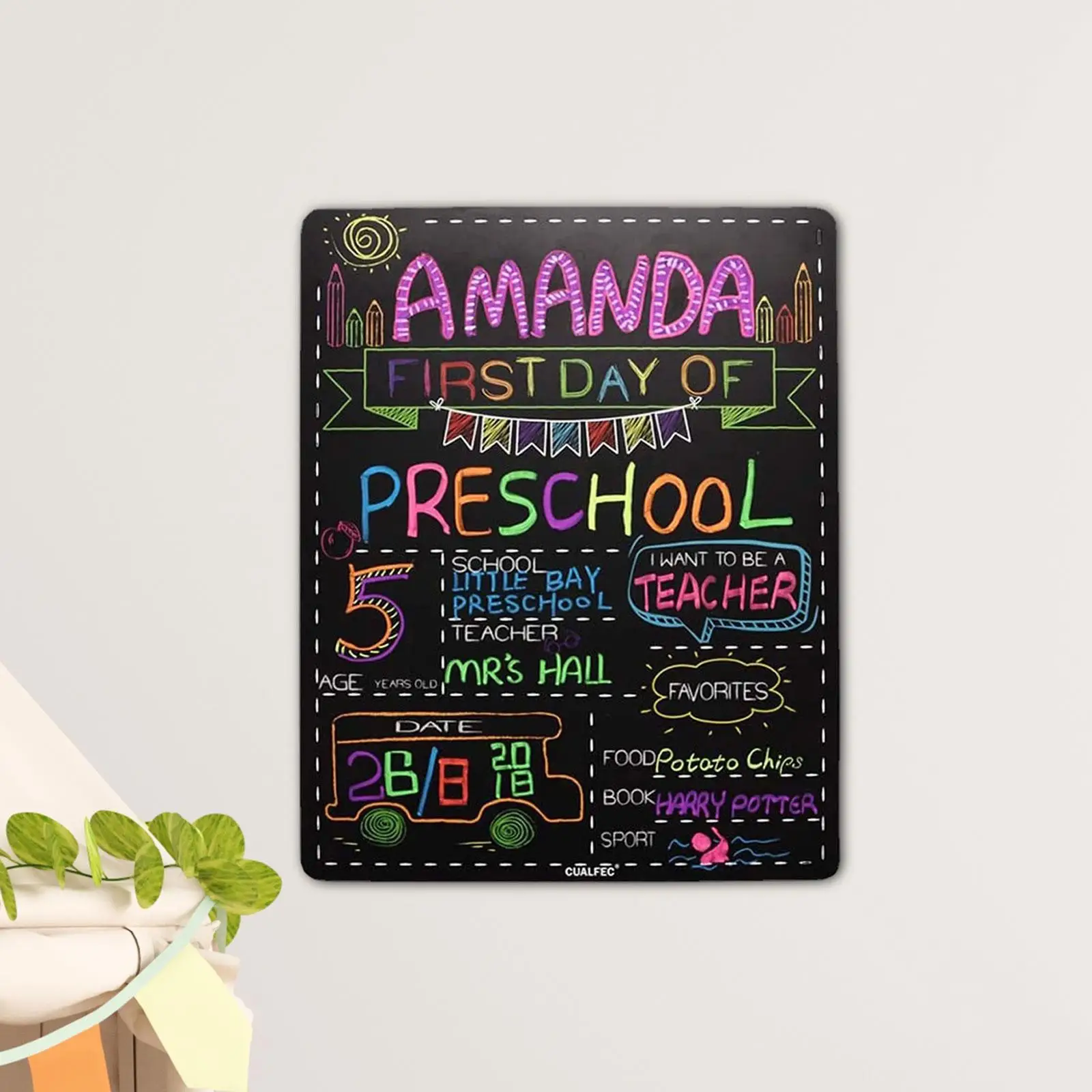 Wooden First and Last Day of School Board Sign for Home Nursery Office