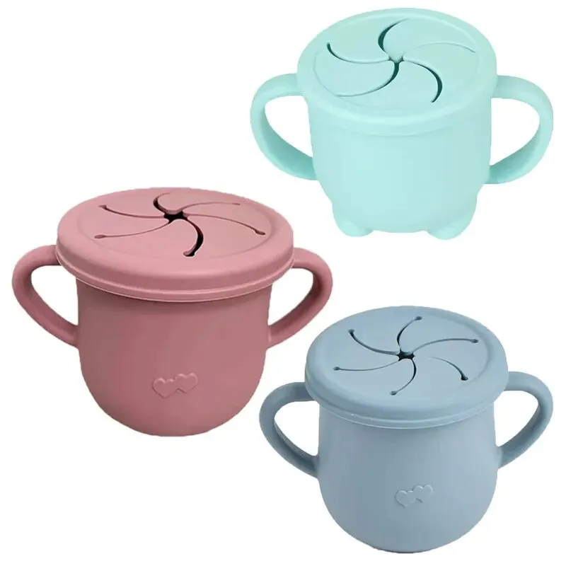 Silicone Cups Baby Snack Cup Kids Solid Color