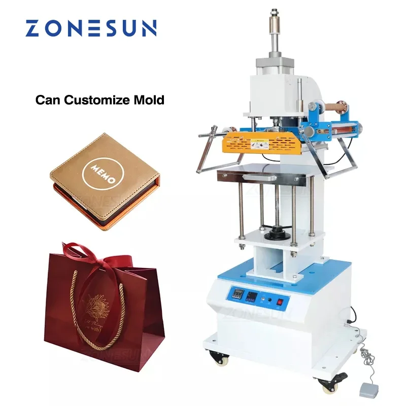 ZONESUN ZSP-890Q 공압 스탬핑 기계, 가죽 로고 주름기, 로고 스탬플러, 이름 카드 스탬핑 기계