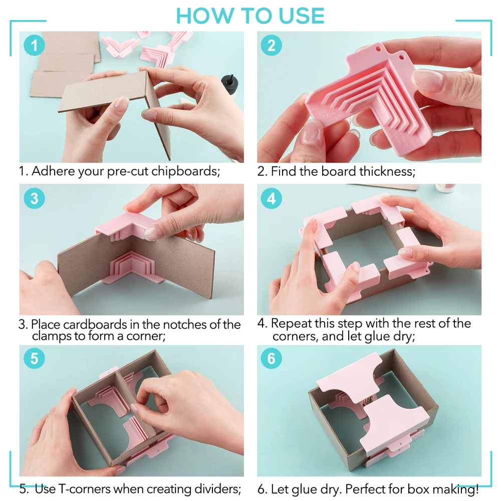 Corner Guides for Chipboard Boxes Divider Assembly Clamps for Gift Box Making DIY Scrapbooking Book Cover Dioramas Decoration
