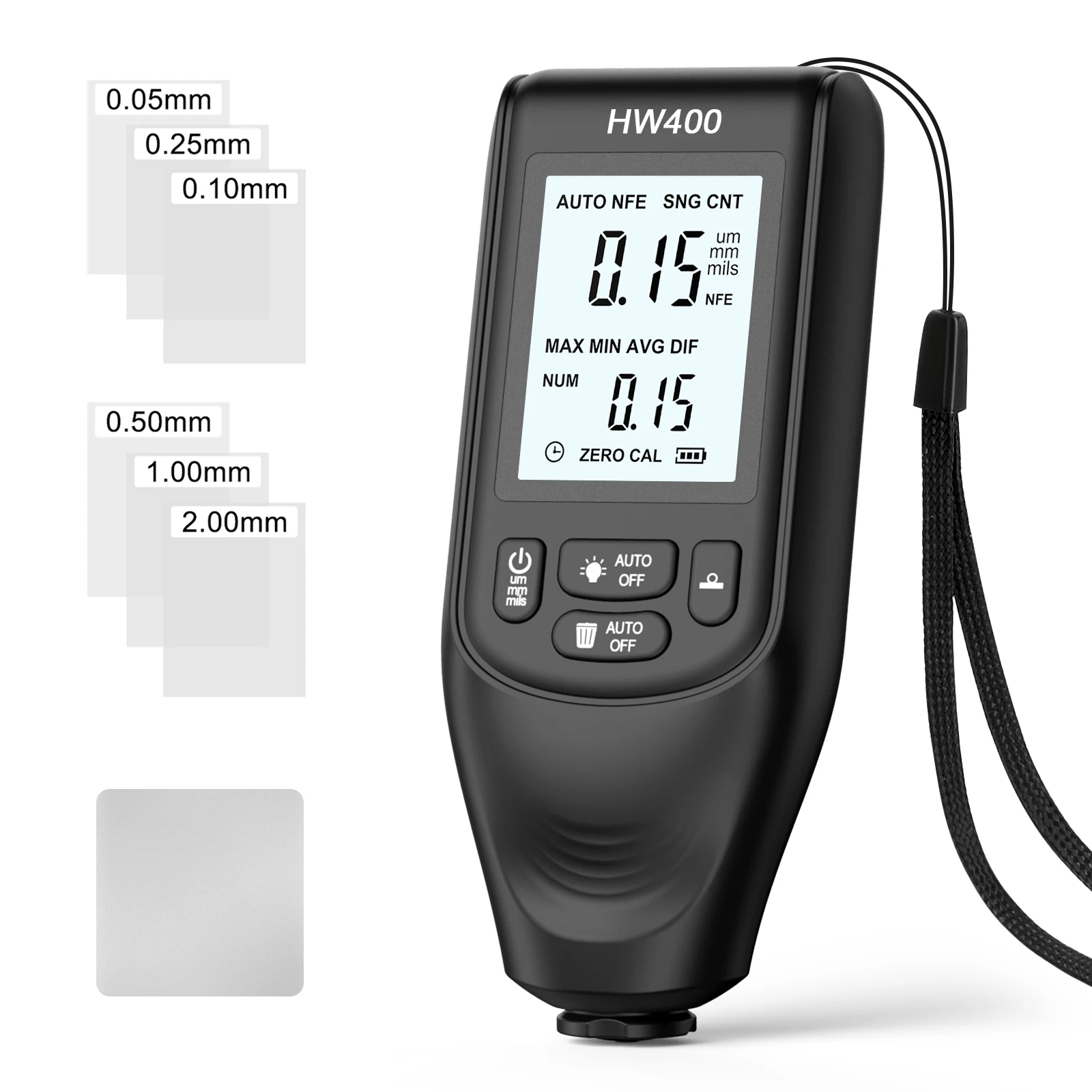 Car Coating Thickness Gauge Car Paint Film Thickness Tester Measuring Tool 0.1micron/0-2000um Fe & NFe Coating Meter